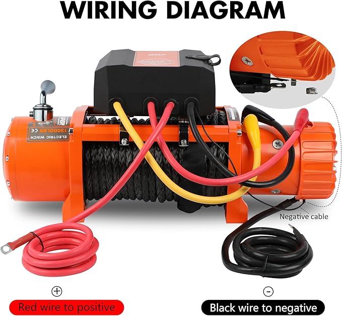 ZESUPER 12V 13000 lb Load Capacity Electric Winch Kit with Synthetic Rope, Wireless Remote and Corded Control,Waterproof IP68 Off Road Winch for Jeep,Truck,SUV