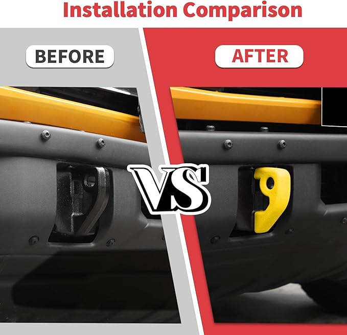 Jimen Fit for Ford Bronco 2021-2024, 2PCS Front Bumper Tow Hook Covers Protector Exterior Accessories (Yellow)