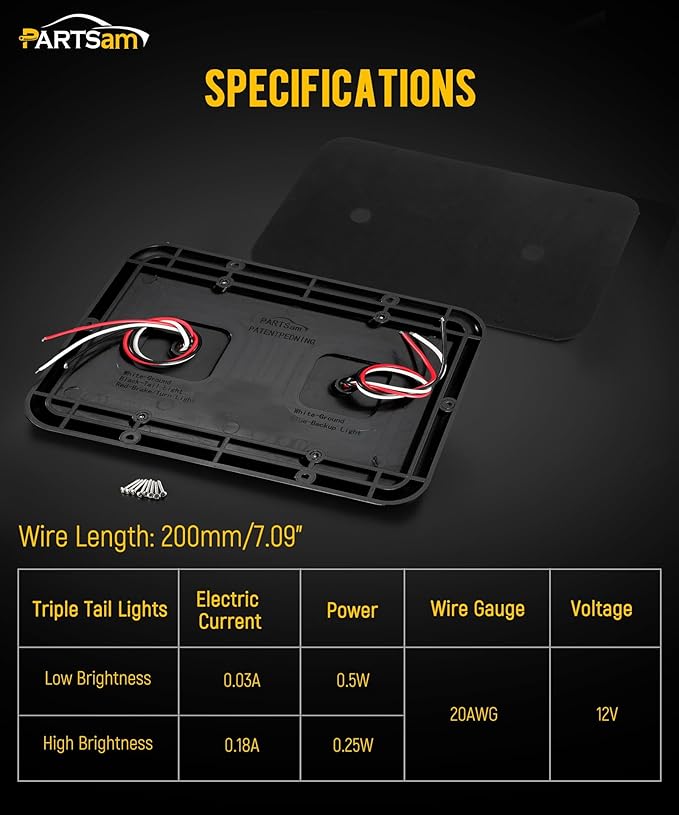 Partsam 2X Double RV Trailer Camper Tail Lights 24-2835 LED Horizontal Vertical Surface Mount Double Trailer Light Taillight Red Lens Red Light Black Base 12V IP67 Waterproof