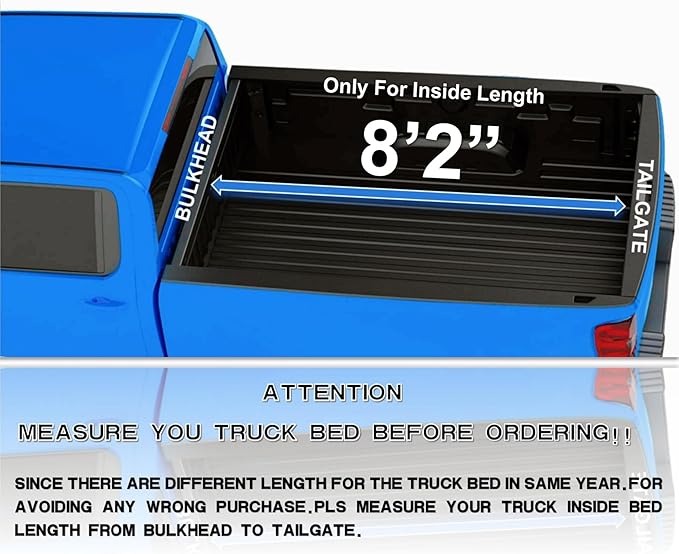 EZ-COVER 8'2" Hard Tri-Fold Truck Bed Cover Compatible for 2015-2026 Chevy Silverado GMC Sierra 1500 2500 HD 3500 HD FRP Tonneau Cover | Fleetside