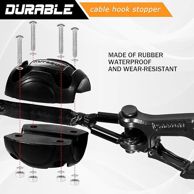 Synthetic Winch Rope-1/4 x 50ft 10,000LBS Winch Line with 6" Fairlead, Forged Winch Hook and Rubber Stopper, Protective Sleeve Synthetic Winch Cable for 4WD ATV UTV Offroad Vehicles, Orange