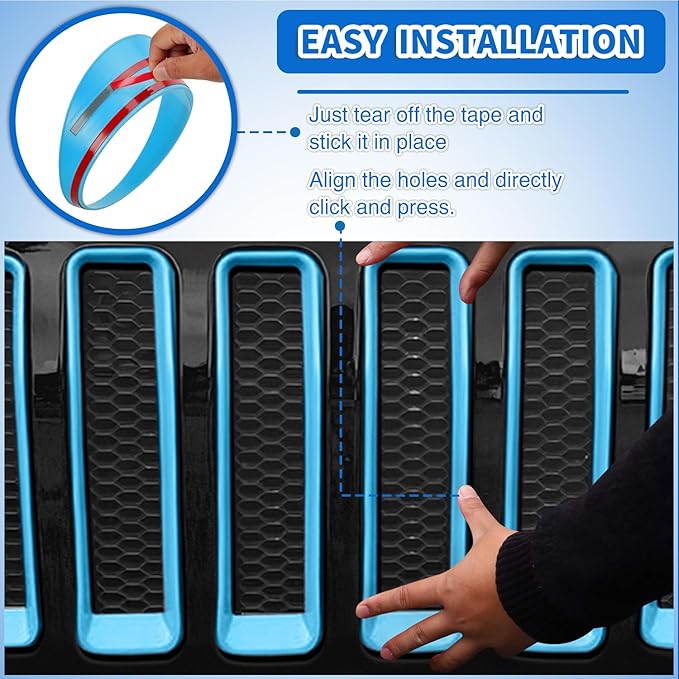 Nilight Grill Inserts fit for Jeep Wrangler Front Grille Inserts Headlight Cover Set for JL JLU Unlimited Sport SportS 2018 2019 2020 2021 2022 2023 Grille Bezels Trim Exterior Accessories Blue 9 Pcs