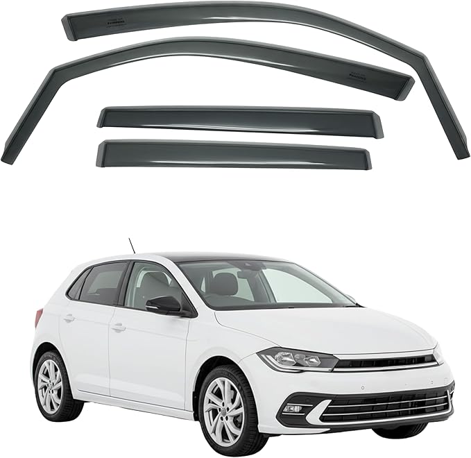 in-Channel Car Window Rain Guard Compatible with VW Polo 5-Door Hatchback mk6 fit:2018-on 4pcs, Taiwan Made Precise & Transparent Car Wind Deflectors No Water Leakage Visors