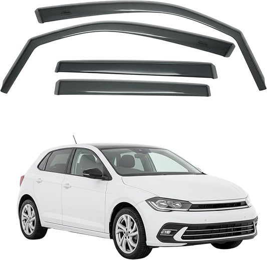 in-Channel Car Window Rain Guard Compatible with VW Polo 5-Door Hatchback mk6 fit:2018-on 4pcs, Taiwan Made Precise & Transparent Car Wind Deflectors No Water Leakage Visors