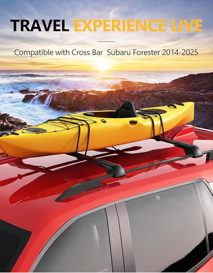 Tuyoung 330lbs Heavy Duty Roof Rack Cross Bars Compatible with Subaru Forester 2014-2026 (Not for Wilderness), Lockable All Aluminum Anti-Theft Roof Rails Crossbars Rooftop Luggage Kayak Accessories