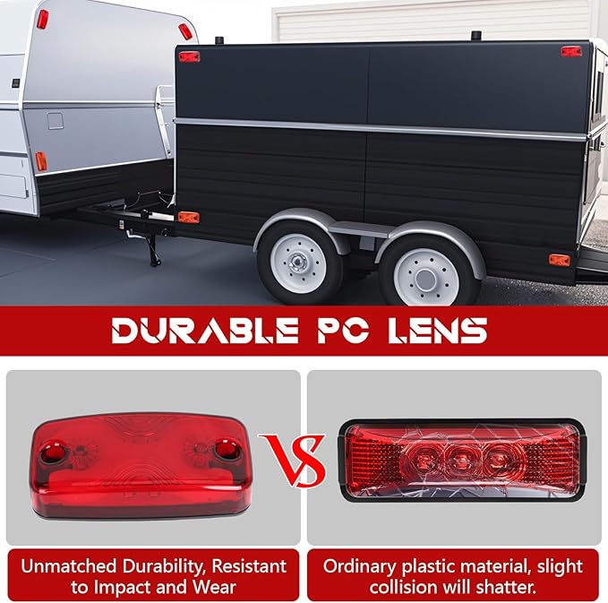 NEW SUN 4-Pack Trailer Top & Side Marker Lights, Premium IP 67, Halo Neon Design for Turn, Stop, Tail Lamps for Truck, Camper, RV, Van,Bus, 16 Bright LEDs, 4"x2" Ultrawide Beam Angle, Durable PC Lens