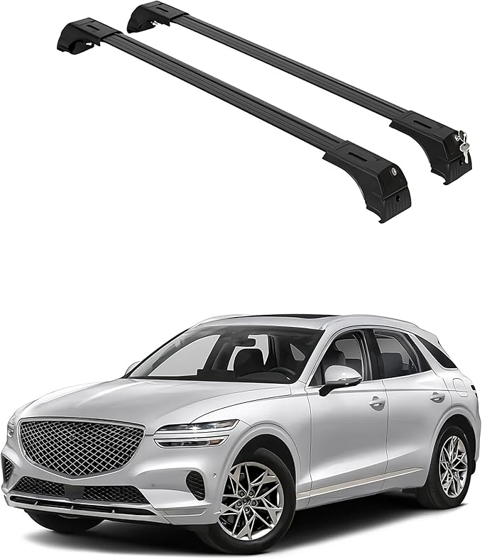 ERKUL 220lbs Roof Rack Cross Bars for Genesis GV70 2022-2026 | Anti-Theft Lock Aluminum Crossbars for Rooftop, Cargo Carrier, Luggage, Kayak, Canoe, Bike | Black