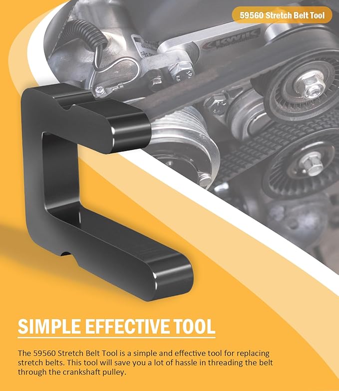 59560 Stretch Belt Tool for GM 5.3.L, 6.2L and 6.6L Gas Engines, Used on Both A/C Pulley, Main Drive Pulleys
