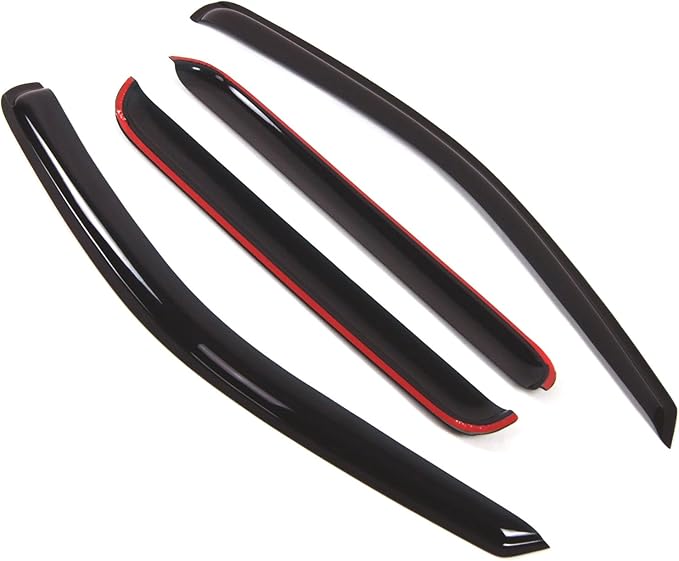 Tuningpros WD2-271 Dark Smoke 4 Pcs Set Window Visor (Outside Mount) Deflector Rain Guard Compatible with 2005-2010 Jeep Grand Cherokee