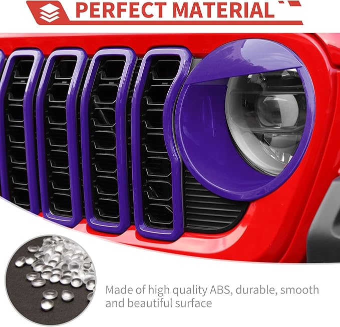 Front Grill Inserts Front Headlight Cover Kit fit for Jeep Wrangler JL JLU Gladiator JT 2024+ Exterior Accessories,Purple