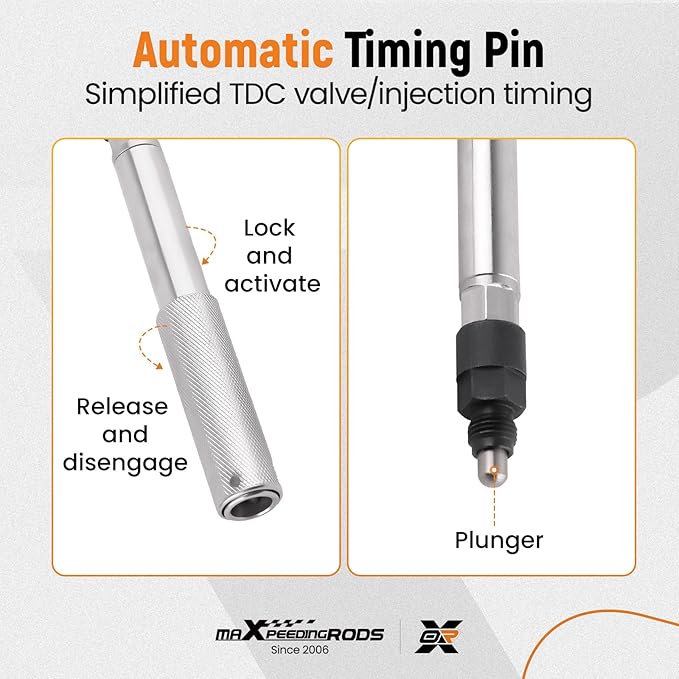 maXpeedingrods J-42083 Automatic Timing Pin & 9U-7227 Injector Height Adjustment Gauge Tool & Engine Barring Socket for Caterpillar CAT 3406E C-15 C-16, (3 PCS)