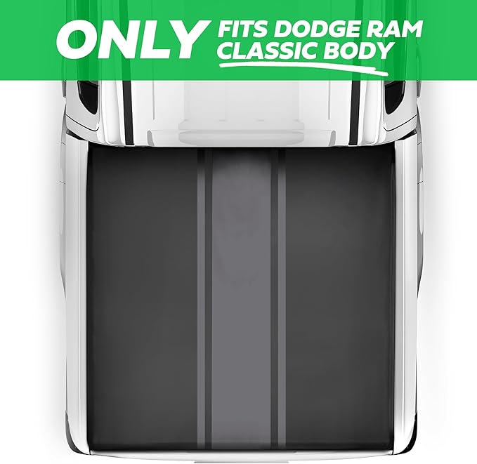 Truck Tonneau Cover for Ram 1500 (2002-2023) / Ram 2500 & 3500 (2003-2020) with 6.4 ft Bed Length, All-Weather Retractable Soft Roll-Up Truck Bed Cover with Gray Stripes