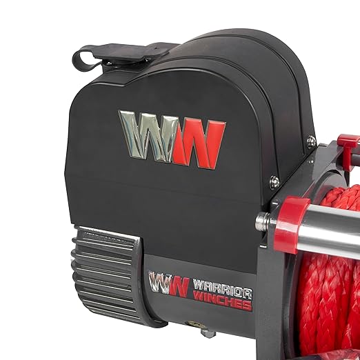 Warrior Winches Samurai 10000 lbs 12V Electric Winch with Synthetic Rope - Powerful Electric Winch for Trucks - 10000 lbs Load Capacity - Wireless Remote Included