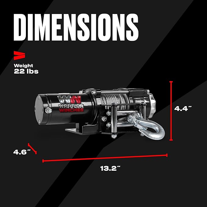 Warrior Winches Ninja 3500 lbs - Premium 12V Electric ATV/UTV Winch with Steel Cable, Compact and Powerful 12 Volt ATV Winch - Comes with Wireless Remote - Perfect for ATV, UTV, Boat, Trailer