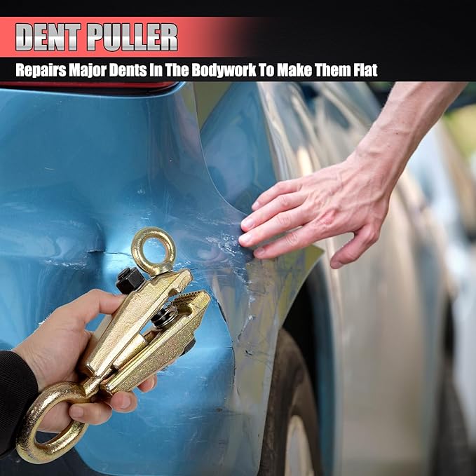 RANSOTO 5 Ton 2 Way Auto Body Clamp Frame Pulling Clamp with Self Tightening Grips for Top & Straight Repair Tool Kit