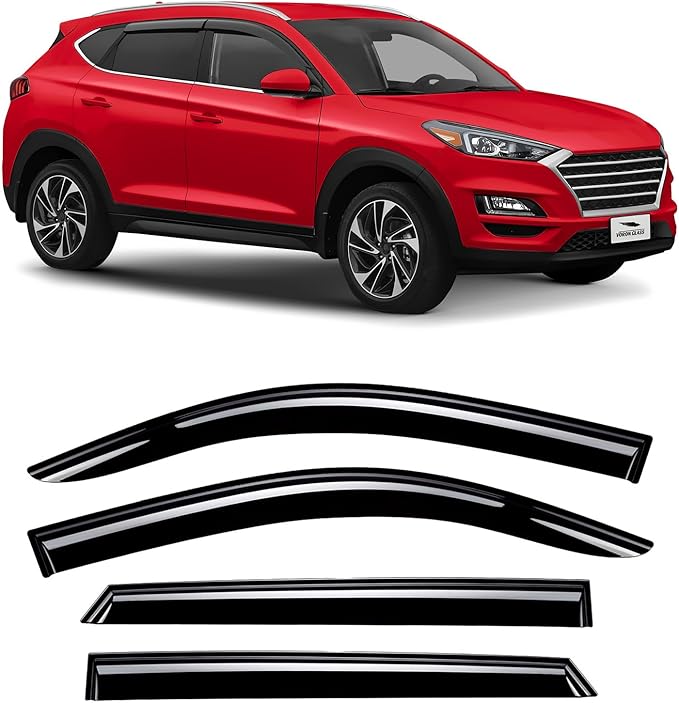 Voron Glass Tape-on Extra Durable Rain Guards for Hyundai Tucson 2016-2021, Window Deflectors, Vent Window Visors, 4 Pieces - 120036