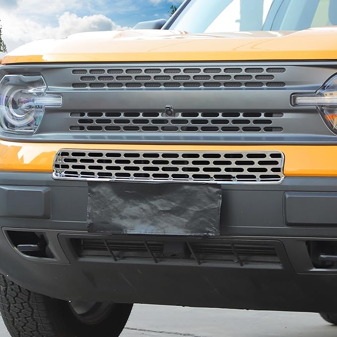 Linskip Mesh Grille Insert Compatible with Ford Bronco Sport 2021 2022 2023 2024, Front Grille Guard Cover for Bronco Sport Exterior Accessories(Chrome)