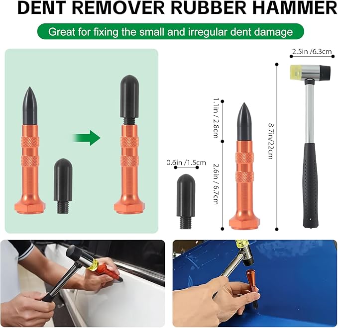 Rods Dent Removal Kit, 20 pcs Car Dent Repair Rods, Paintless Dent Removal Kit, Car Body Dent Repair Tool for Door Dings, Minor Dents and Hail Damage (20 pcs with 10 rods)