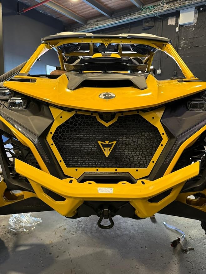 GAM Front Grill For Can am Maverick R 2024 2025 Yellow Aluminum Grille Radiator Portector For Maverick R
