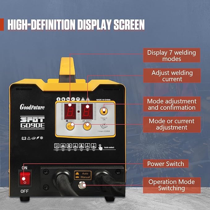 PLAYOCCAR 220V Spot Welder Dent Puller Machine, 3KW 3500A Car Body Stud Dent Repair Kit with 7 Welding Modes, small Joints & 82pcs Accessories