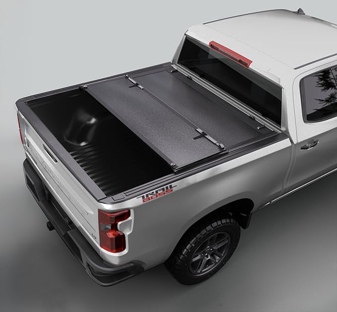 Low Profile Hard Folding Truck Bed Tonneau Cover Fits 2020-2026 Silverado/Sierra 2500 3500 HD New Body Style 6.9FT Bed (82.2")