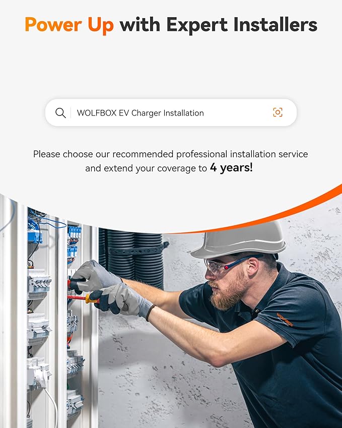 WOLFBOX Level 2 EV Charger 40 Amp - Smart Display, RFID Card, 25ft Cable, Outdoor/Indoor, NEMA 14-50 EV Charger Level 2, WiFi Enabled, 240V Electric Vehicle Charging Station for Electric Automobile