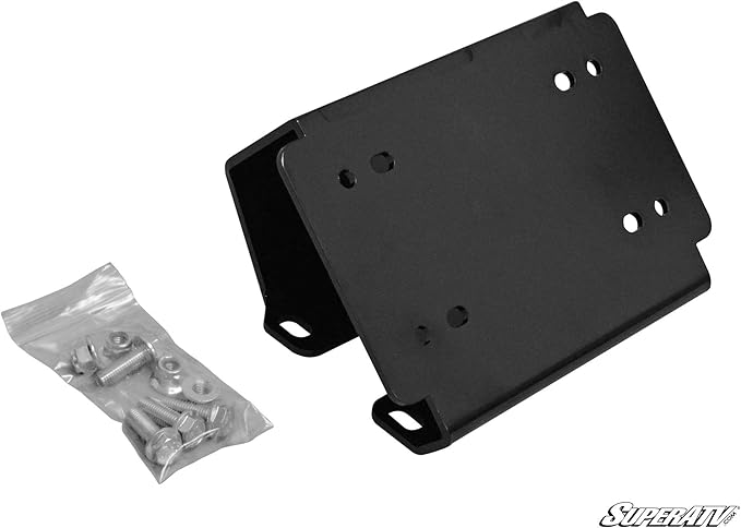 SuperATV 4500 LB Black Ops Winch with Heavy Duty Winch Mounting Plate for Can Am Defender/Defender Max | Complete Winch & Winch Mount Kit Ready for Install | Made With 3/16” Heavy-Duty Steel Plating