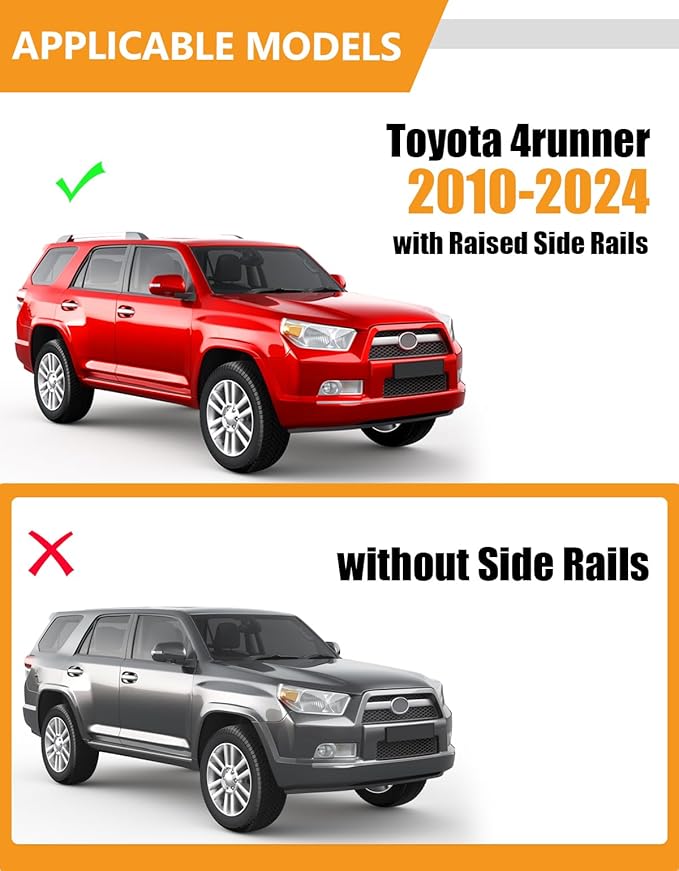 KINGGERI 300lbs Roof Rack Cross Bars Compatible with Toyota 4runner 2010-2024 with Raised Side Rails, Lockable Heavy Duty Aluminum Roof Rails Crossbars Luggage Accessories