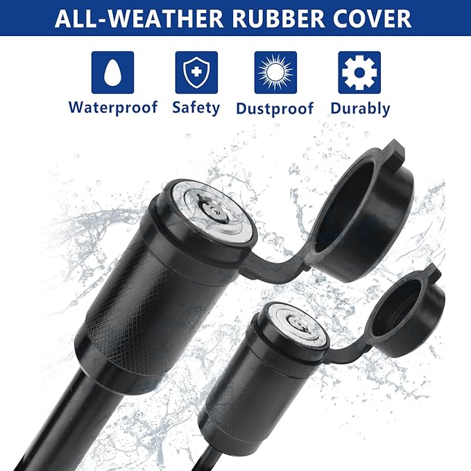 METOWARE Keyed Alike Hitch Lock& Coupler Lock Set, 5/8" Dia 3-1/2” Long Trailer Hitch Locks for Class III IV 2" & 2-1/2" Receiver, Dia 1/4" Trailer Coupler Lock with 7/8" Span Fits Latch-Type Couplers