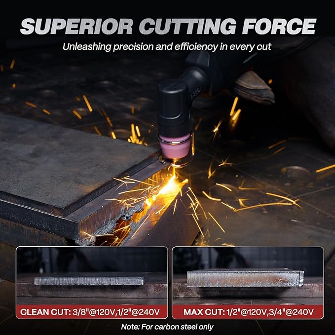 ARCCAPTAIN 55A Plasma Cutter, Non-Touch Pilot Arc High-Frequency Plasma Cutting Machine, 120/240V Dual Voltage IGBT Inverter, 1/2" Clean Cut, 2T/4T, for Beginners DIY