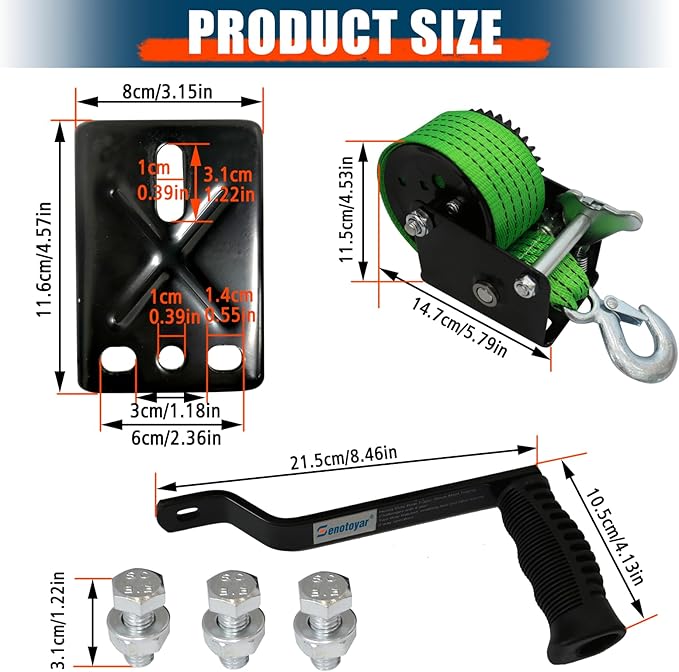 Heavy Duty Boat Trailer Winch,HandCrank Winch 880lbs Capacity with 16FT Strap,2-Way Ratchet 4:1 Gear Switchable Hand Crank Winch for Boat,Trailer,Truck,RV,ATV and Jet Ski
