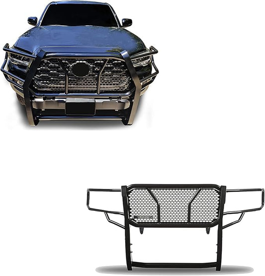 Black Horse RUGGED Heavy Duty Grille Brush Bumper Guard Modular Black Compatible with 2016-2023 Toyota Tacoma(Blocks Sensor)-RU-TOTA16-B