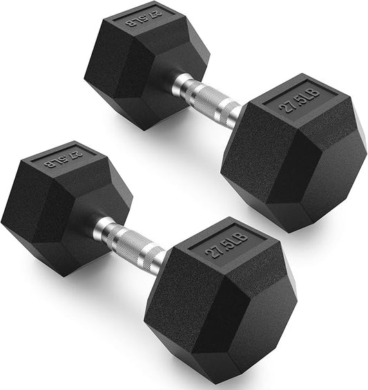 PAPABABE HEX Dumbbell Set 2.5-125lb, Rubber Encased Home Gym Dumbbells, Exercise & Fitness Weights Dumbbells for Women & Men, Hand Weight for Strength Training
