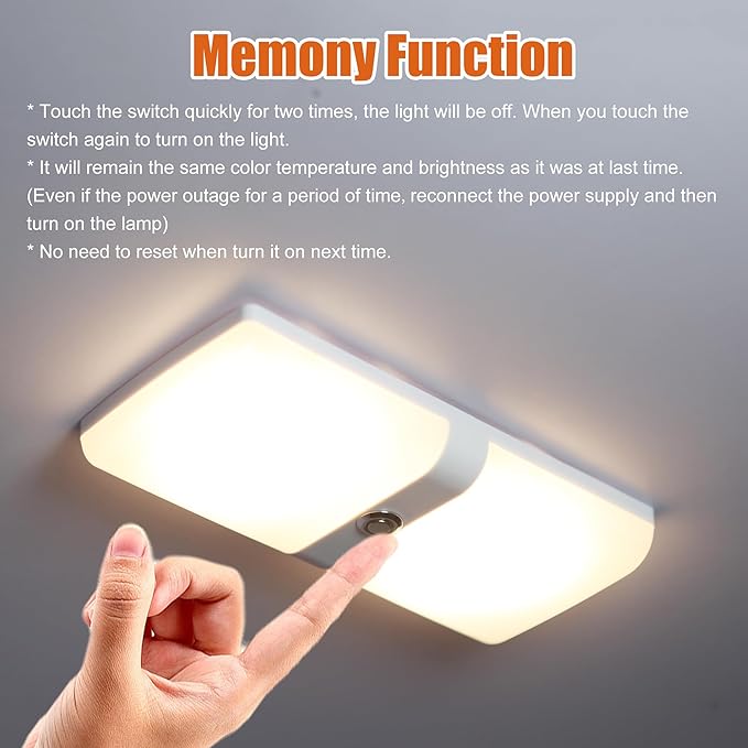 Facon LED 12V RV Interior Lights with Touch Dimmable Switch, Double Dome Light 12W 1000LM, 3Colors: 3000K/3500K/4000K, 12Volts LED Ceiling Light for RV, Camper, Caravan, Trailer, 5th Wheel, Boat