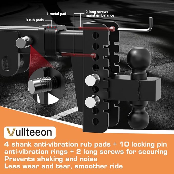 Adjustable Trailer Hitch - Drop Hitch Fits 2-Inch Receiver, 8 Inch Truck Hitch with Dual-Ball(2'' & 2-5/16''), Max 20,000 LBS GTW, Heavy Duty Tow Hitch with Anti-Theft Pins Locks Ball Mount