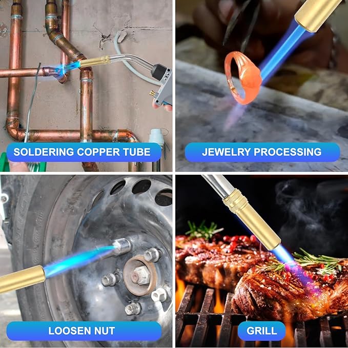 BLUEFIRE BTS-8090 Propane Torch Trigger Start Heavy Duty Gas Welding Head Adjustable Swirl Flame Hand Blow Torch Hold Portable Fuel by MAPP/MAP Pro/Propane Bottle Tank (Torch with MAPP Cylinder)