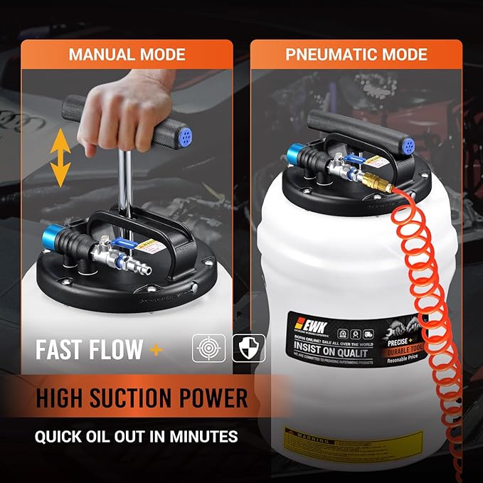 EWK 10.5L Pneumatic/Manual Oil Extractor Pump for Oil Change, Fluid Extractor for Automotive Fluids Vacuum Evacuation