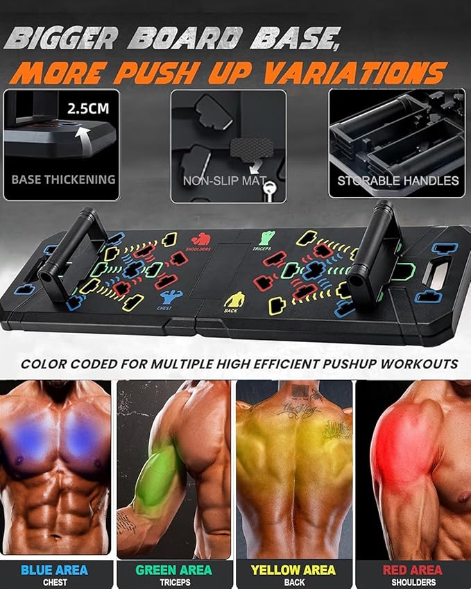 Solid Push Up Board,Home Gym,16 in 1 Home Workout Equipment Multi-Functional Push Up Stands System Fitness Floor Chest Muscle Exercise Professional Equipment Burn Fat Strength Training Arm Men & Women
