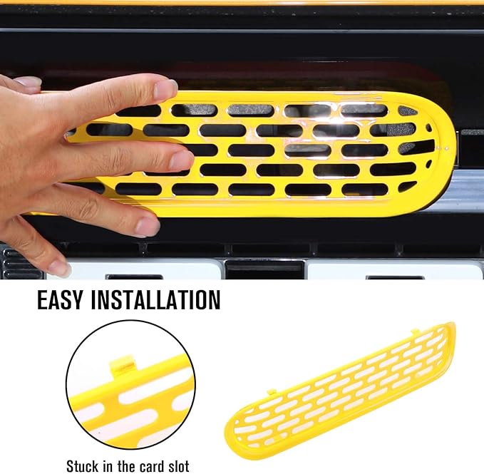 Jimen Compatible with Ford Bronco 2021-2023, 6PCS Front Grille Inserts Mesh Grill Cover Exterior Trim Accessories (Yellow)