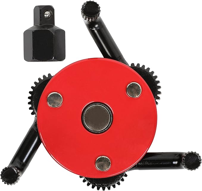 ARES 56059 – Large Size Adjustable Magnetic 3-Jaw Oil Filter Wrench – Fits Spin-On Oil Filters from 2-3/4-Inch to 5-1/4-Inch Diameters – Includes 3/8 Inch to 1/2 Inch Drive Adapter – Magnetic Base