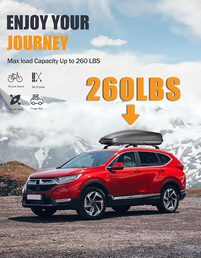 KINGGERI All Aluminum Roof Rack Cross Bars Compatible with Honda CRV 2017-2022 CR-V with Flush Side Rails，260lbs Lockable Heavy Duty Crossbars Rooftop Cargo Basket Luggage Kayak Canoe Snowboard Bike