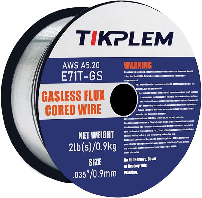 0.035”Gasless Flux Cored Wire,E71T-GS,Single 2lb Spool,Perfect For Welding Galvanized Sheet, Lap Welding &Light Structural Parts.