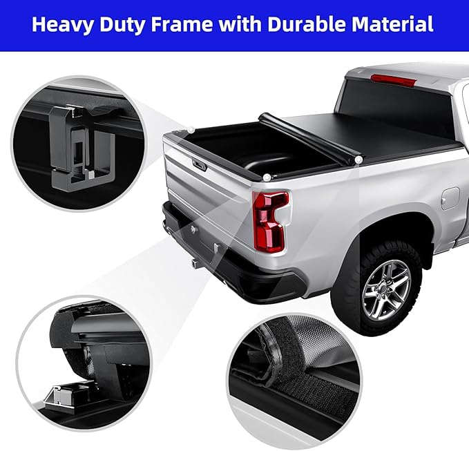 Soft Roll-Up Truck Bed Cover Compatible with 2015-2026 Ford F-150 | 5'5" Bed (66") Black