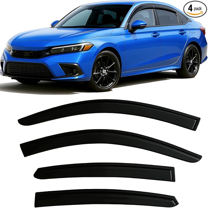 2023-2025 Tape-On Rain Guards for Honda Accord Side Window Visor Deflectors SE LX EX Sport EX-L Sport-L Touring Hybrid Durable Tinted Shade 2024