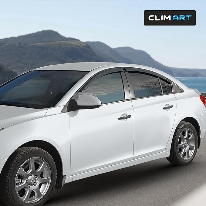 CLIM ART Incredibly Durable Rain Guards for Chevrolet (Chevy) 2011-2015 Cruze Sedan, Original Tape-on Window Deflectors, Vent Deflector, Vent Window Visors, Car Accessories, 4pcs- 411105LPv