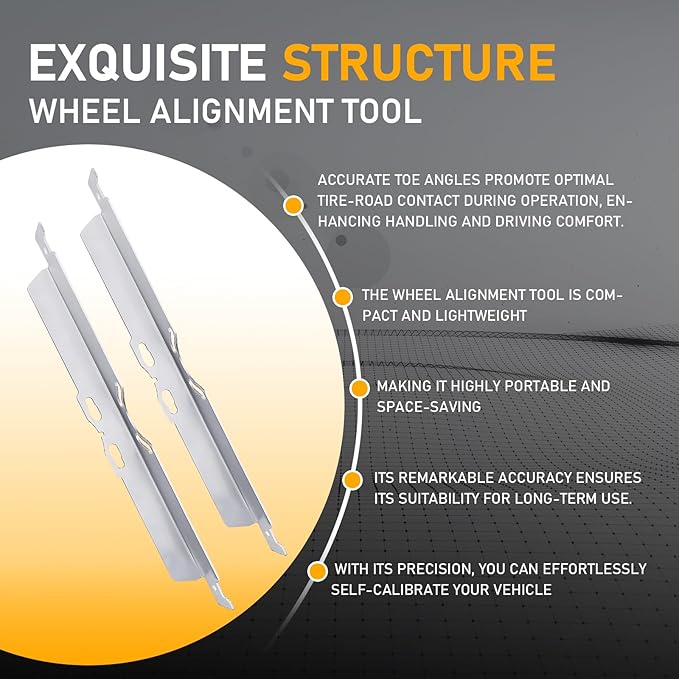 2 Pack Toe Alignment Tool Plates with Measuring Tape, Wheel Alignment Tool Kit for Cars, Trucks, SUVs, Sturdy and Compact Plates for Fast, Accurate Wheel Alignment Measurements