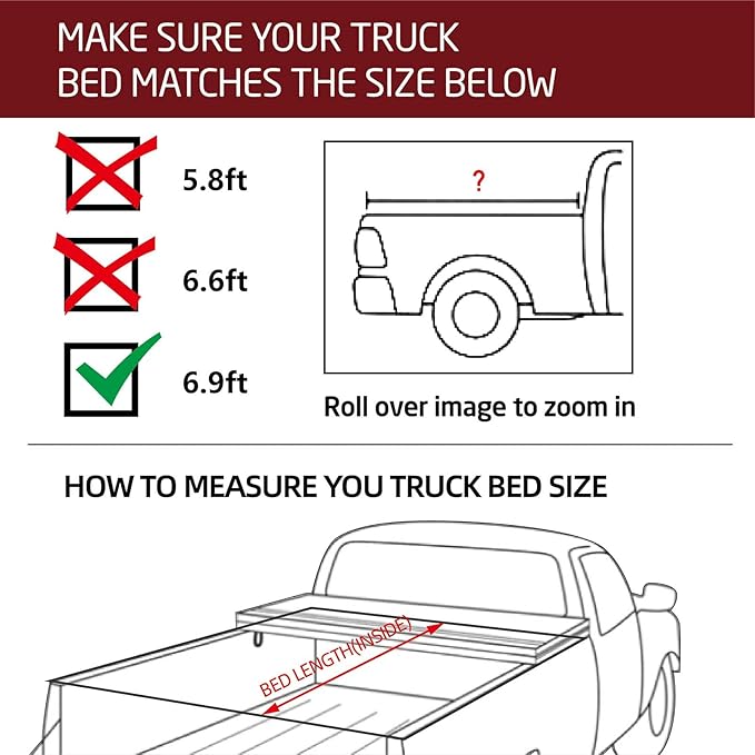 Kikito Professional FRP Hard Tri-Fold Truck Bed Tonneau Cover for 2020-2025 Silverado/Sierra 2500HD 3500HD New Body Style 6.9ft (82.2in) Bed w/o Multi-Flex Tailgate