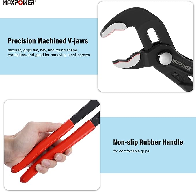 MAXPOWER 16 inch Water Pump Pliers with 3 inch Jaw Capacity Opening Push Button Lock Pliers