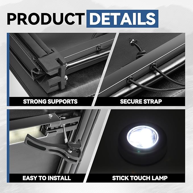 Auto Dynasty Soft Tri-Fold Truck Bed Tonneau Cover Compatible with 2015-2025 Ford F-150 8.2Ft/97.6Inch Fleetside/Styleside Bed, Matte Black Soft Vinyl Top