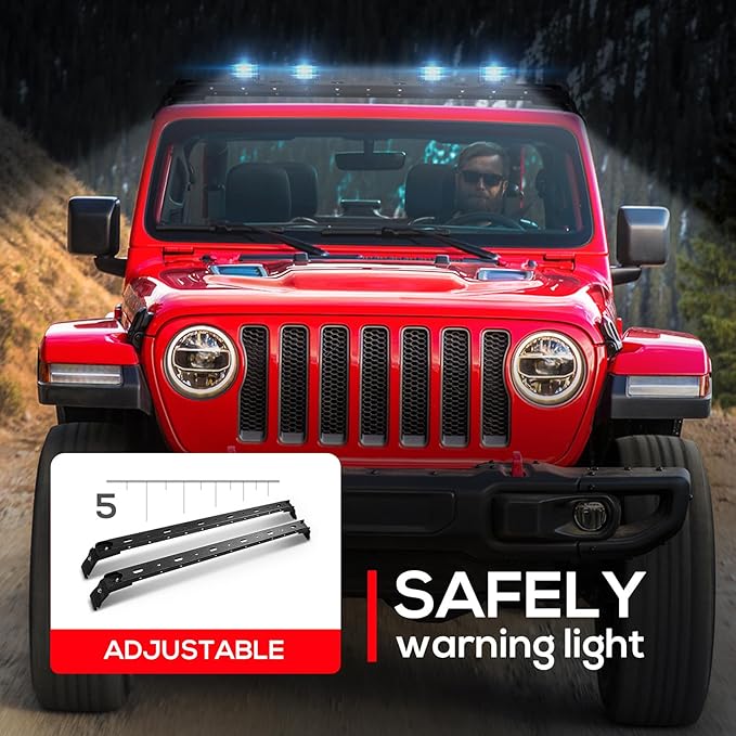 300 LBS Roof Rack Cross Bars with 4 Pcs LED Lights Bar Compatible for 2007-2025 Jeep Wrangler JK JKU JL JLU Unlimited & Gladiator JT & 84-01 Cherokee XJ Hardtop, Roof Rail Crossbars Rooftop